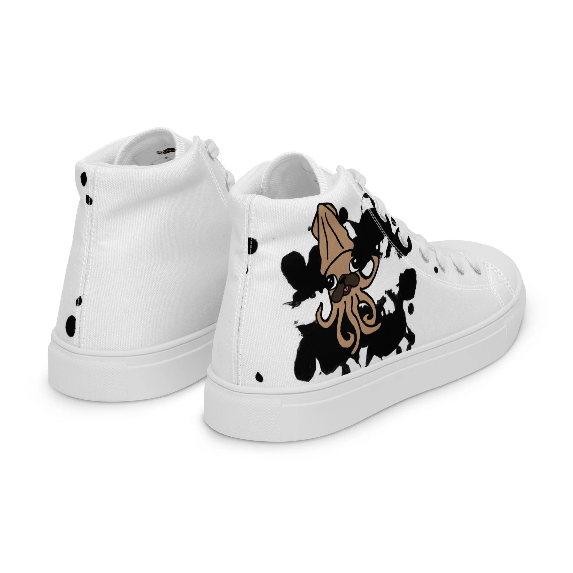 Inky Pug Squids Women’s high top canvas shoes