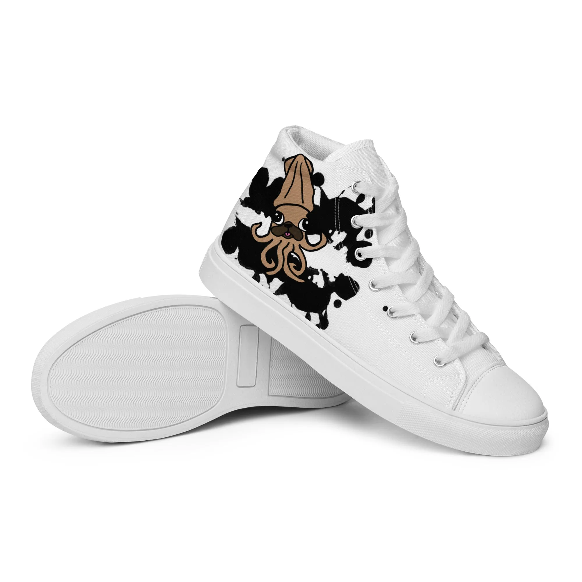 Inky Pug Squids Women’s high top canvas shoes