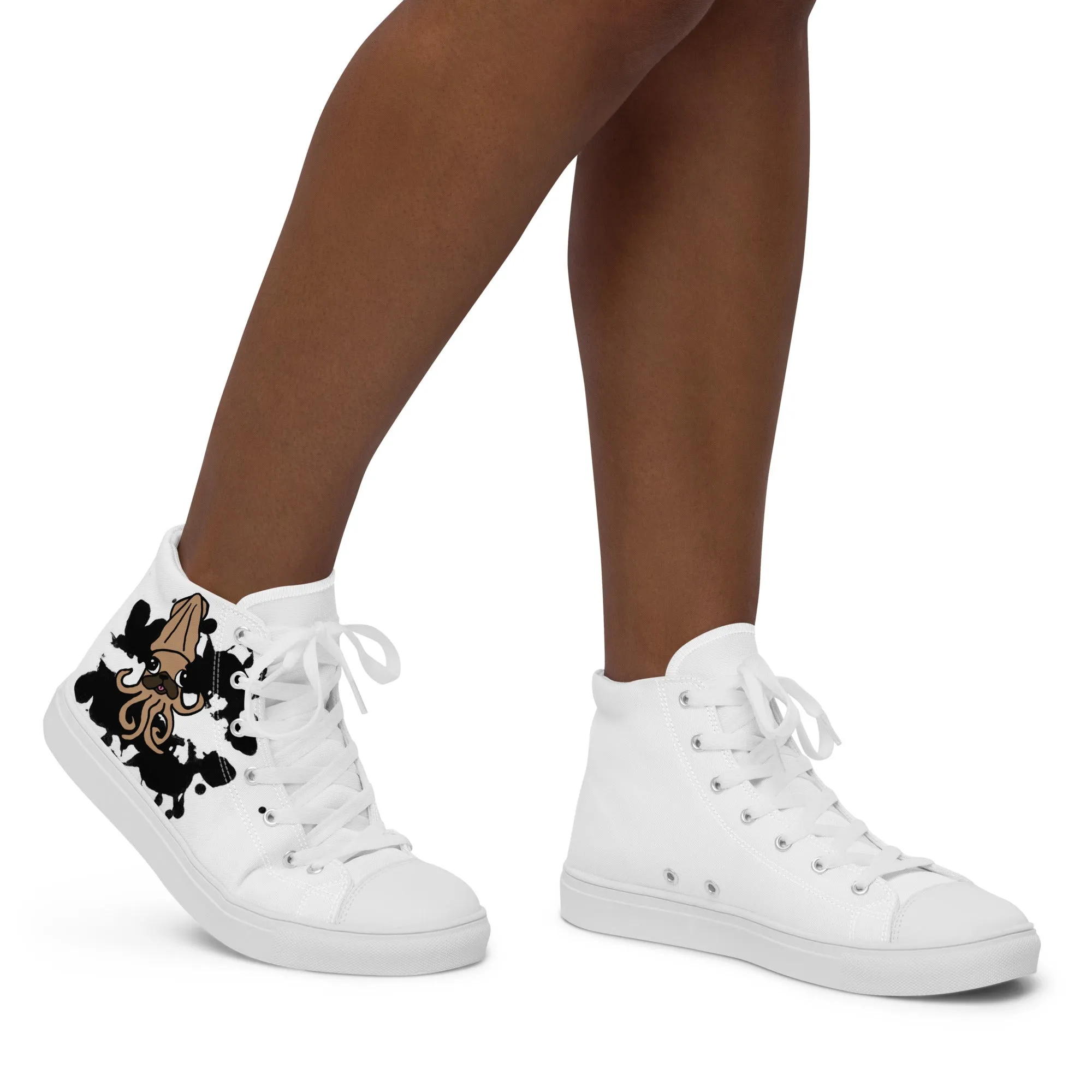 Inky Pug Squids Women’s high top canvas shoes