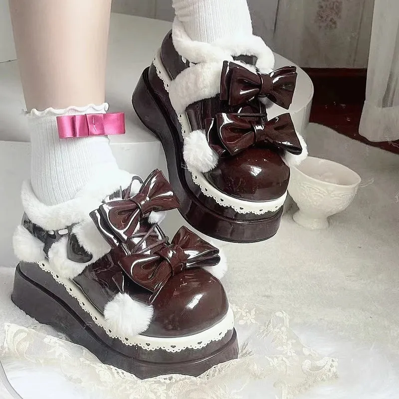Kawaii Bow Plush Lolita Snow Boots