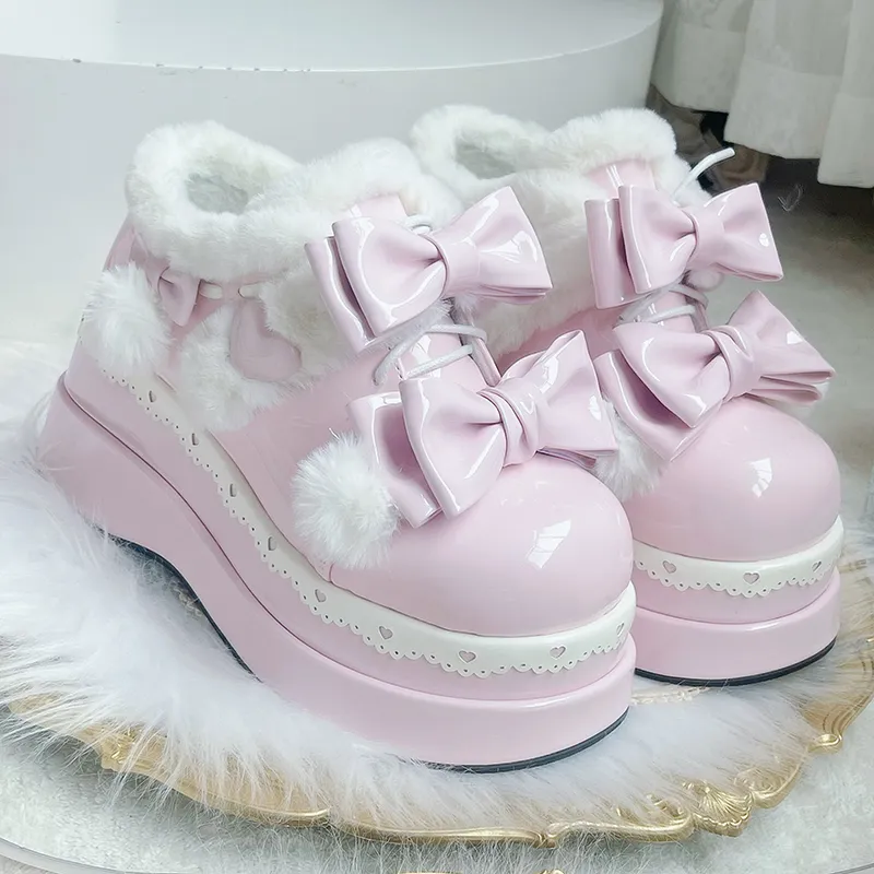 Kawaii Bow Plush Lolita Snow Boots