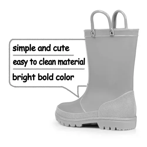 Kids Girls Light Rain Boots Solid Gray - KKOMFORME