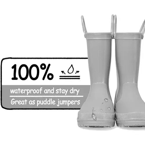 Kids Girls Light Rain Boots Solid Gray - KKOMFORME