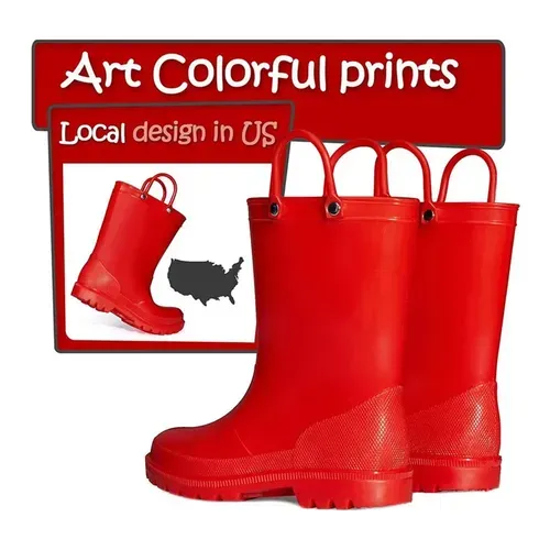 Kids Girls Light Rain Boots Solid Red - KKOMFORME