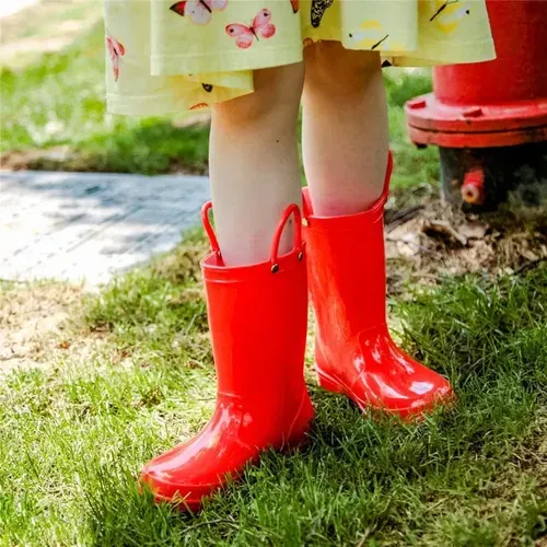 Kids Girls Light Rain Boots Solid Red - KKOMFORME