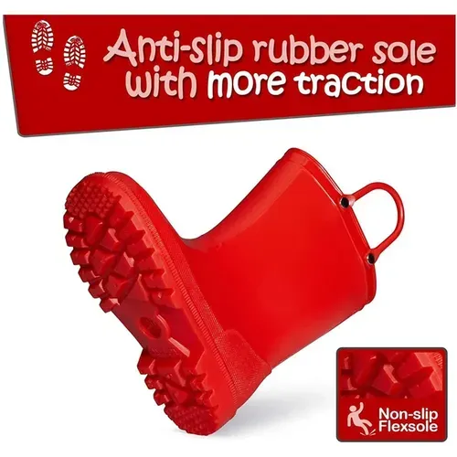 Kids Girls Light Rain Boots Solid Red - KKOMFORME