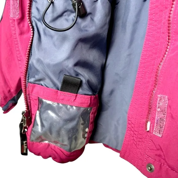 LL Bean Women’s L Ski Jacket Hooded Thinsulate Pink Lined Insulated ORF98 VTG