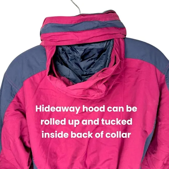 LL Bean Women’s L Ski Jacket Hooded Thinsulate Pink Lined Insulated ORF98 VTG