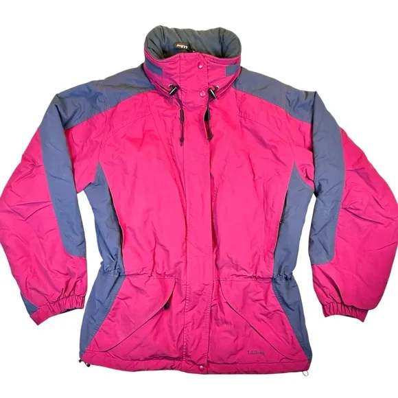 LL Bean Women’s L Ski Jacket Hooded Thinsulate Pink Lined Insulated ORF98 VTG