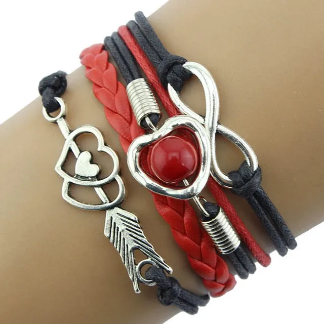 Love Heart Pearl Leather Bracelet
