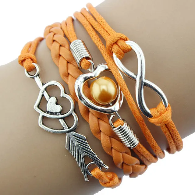 Love Heart Pearl Leather Bracelet