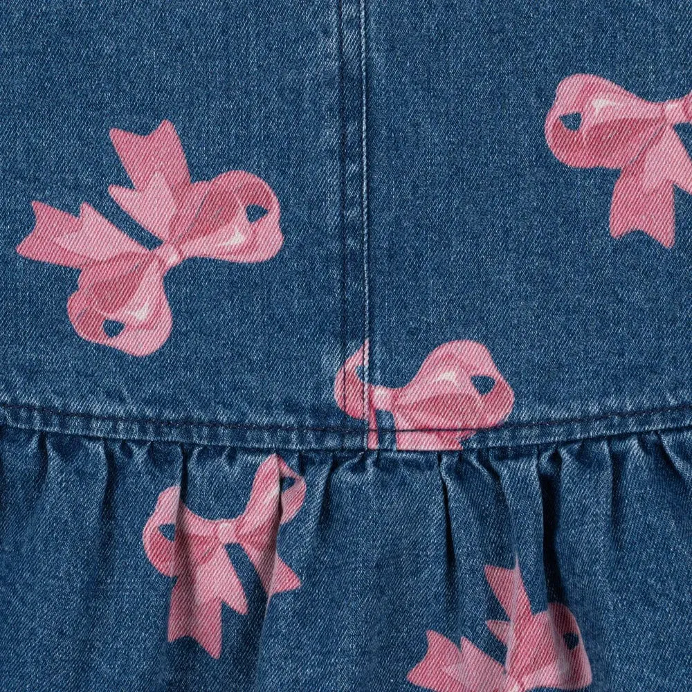 Magot Bow Print Denim Dress
