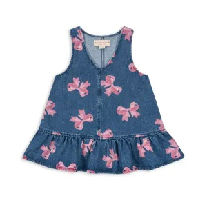Magot Bow Print Denim Dress