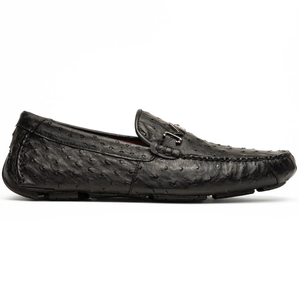 Marco Di Milano Bolonia Black Ostrich Quill Bit Loafers