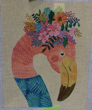 MIAC-PL-13 Flamingo in Turquoise Top with Flowers by Kate Dickerson