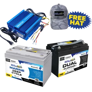 Millertech Warrior Plus Bundle (1) 24V 80ah Trolling and (1) 135ah Cranking Battery w/ Chargers