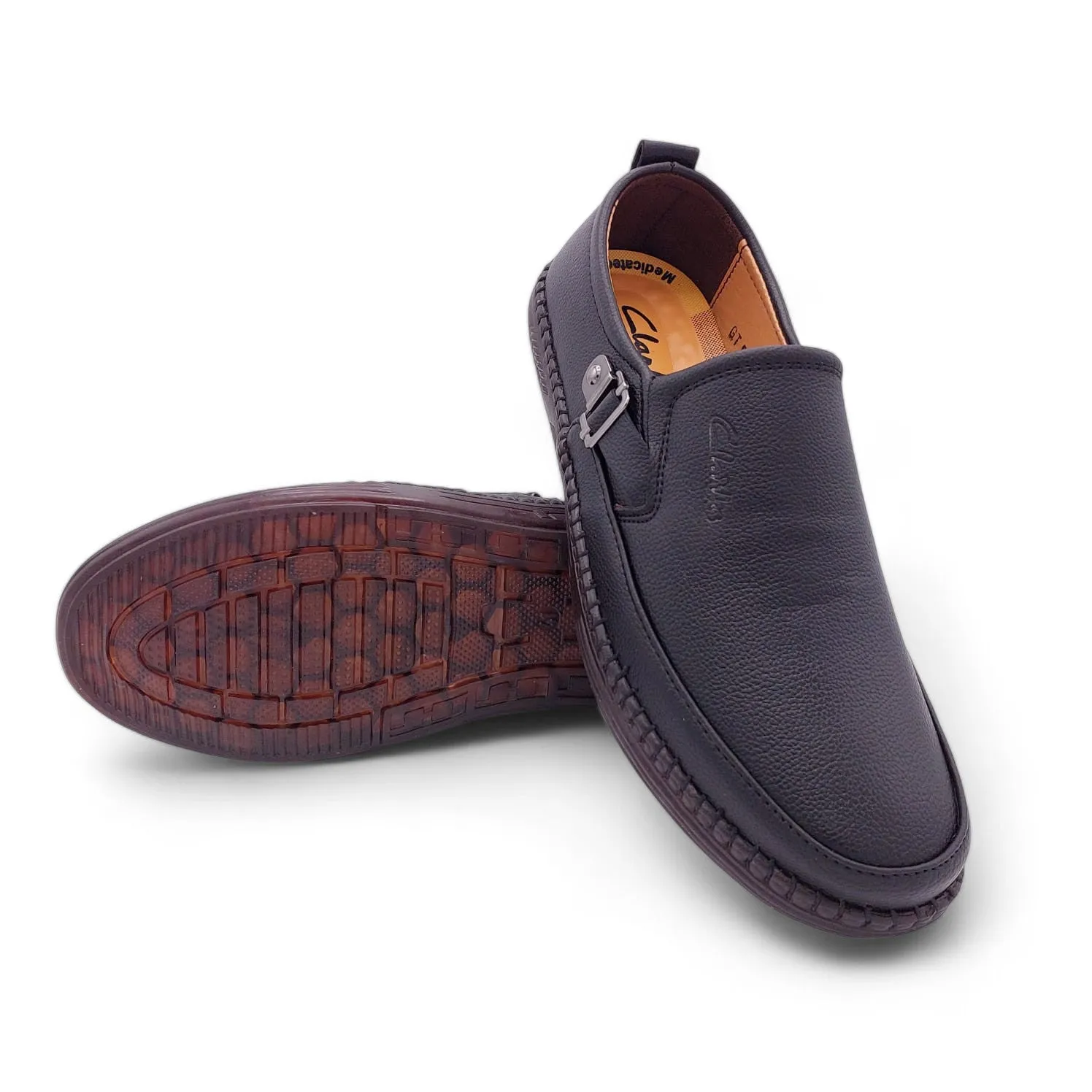 Mova Comfort Fit Rexine Leather SlipOns RB44 - Black