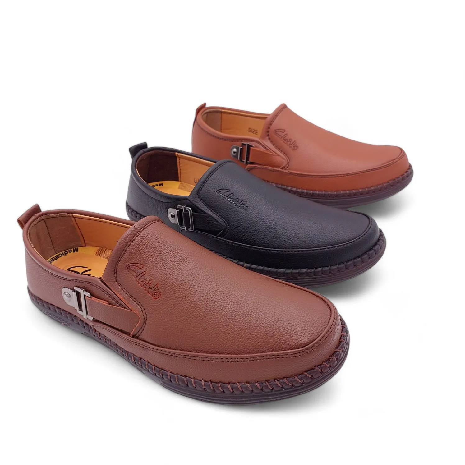 Mova Comfort Fit Rexine Leather SlipOns RB44 - Black