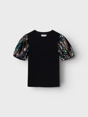 NAME IT | Kid Girl Sequin Sleeve Top