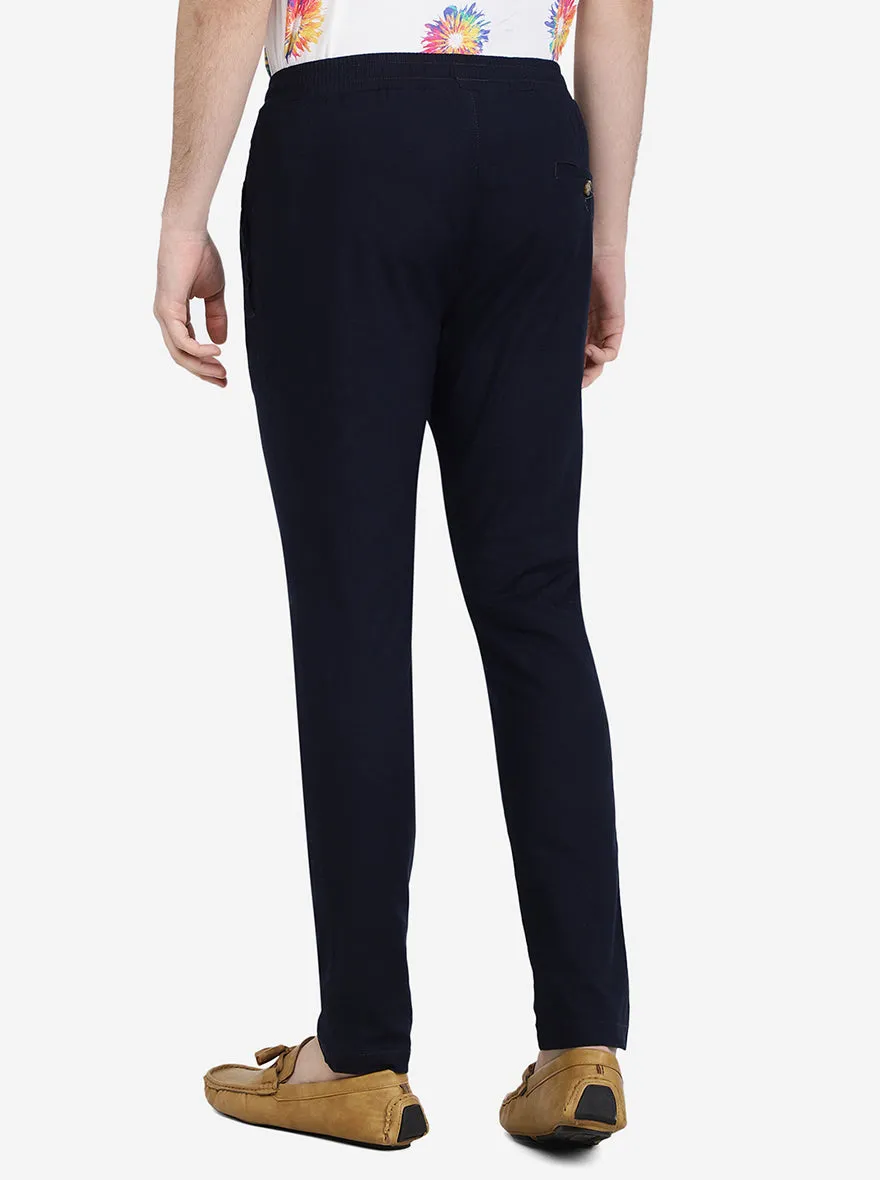 Navy Blue Solid Regular Fit Track Pant | Jadeblue