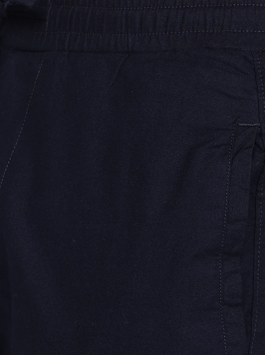 Navy Blue Solid Regular Fit Track Pant | Jadeblue