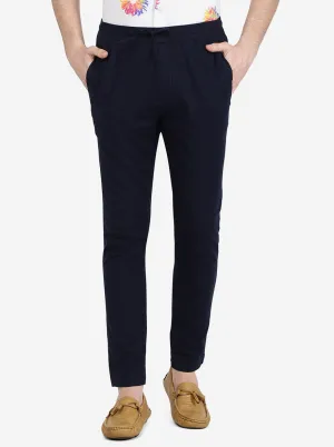 Navy Blue Solid Regular Fit Track Pant | Jadeblue