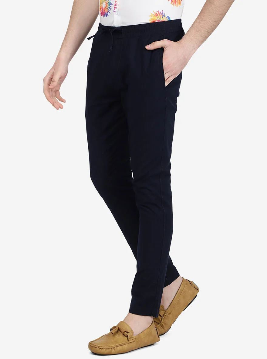 Navy Blue Solid Regular Fit Track Pant | Jadeblue