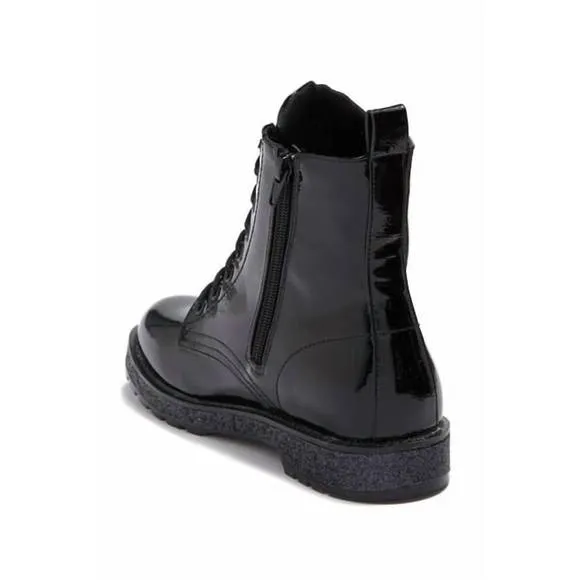 NEW MIA girl's giuletta glitter sole boot in black patent