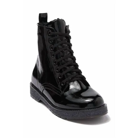 NEW MIA girl's giuletta glitter sole boot in black patent