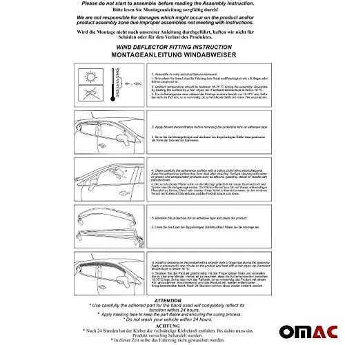 OMAC Front Side Window Wind Deflectors Visors Rain Guards | Air Rain Wind Deflector Guards with Strong 3M Adhesive Tape | 2 pcs. Dark Smoke Fits Mercedes Benz Sprinter W907 2019- 2022