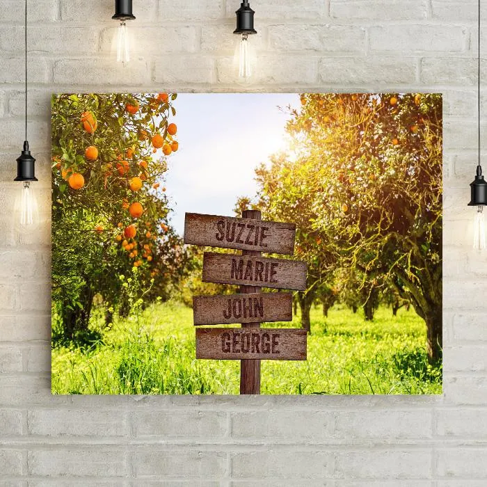 Orange Fruit Orchard Trees Personalized Premium Canvas