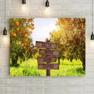 Orange Fruit Orchard Trees Personalized Premium Canvas