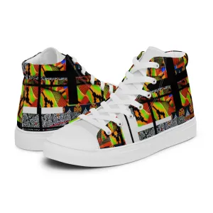 Origen Destination |On-Arrival Point of Origen African Symbol-inspired Women’s high top canvas shoes