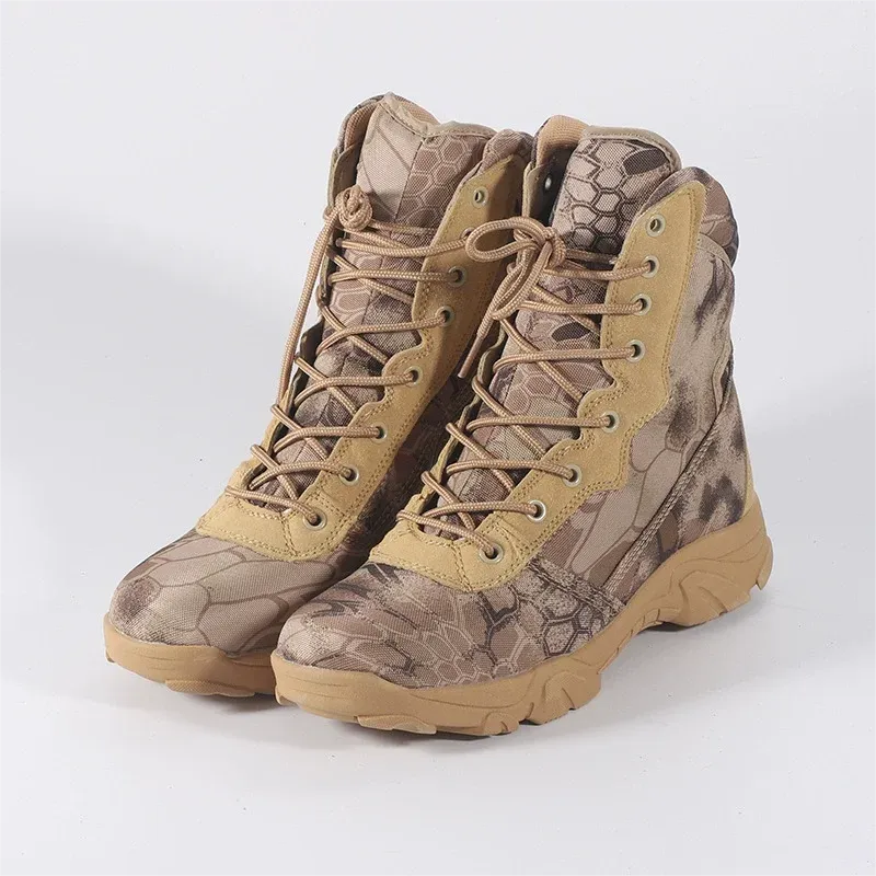 Outdoor Training Men Military Tactical Boots High-Top Desert Army Shoes Camouflage Combat Hunting Climbing Botas Hiking Shoes
