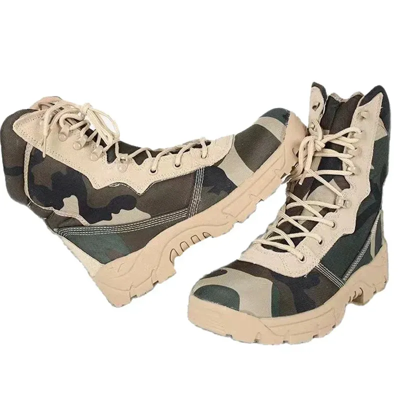 Outdoor Training Men Military Tactical Boots High-Top Desert Army Shoes Camouflage Combat Hunting Climbing Botas Hiking Shoes