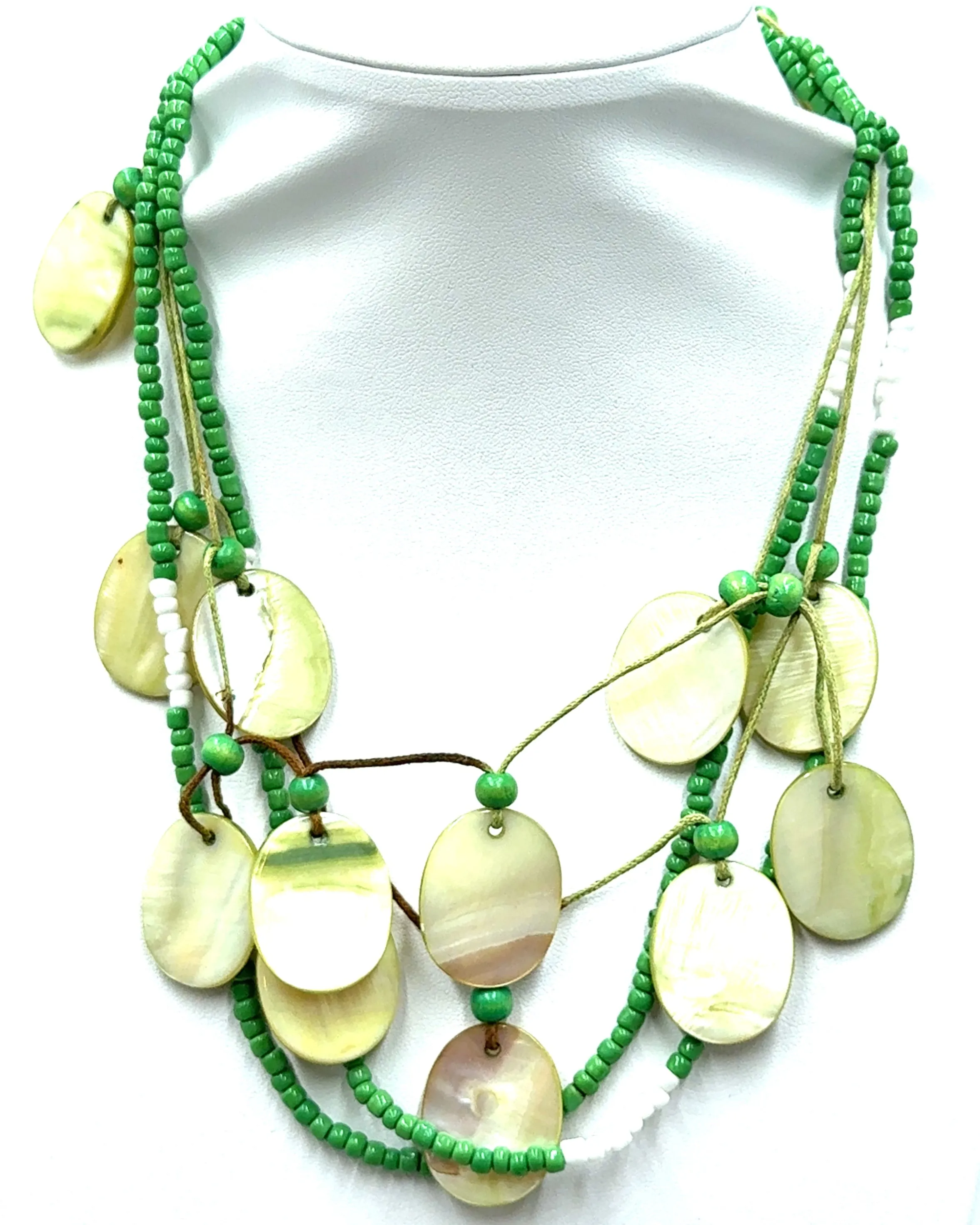 Oval Shell Beaded Multi Layer Necklace