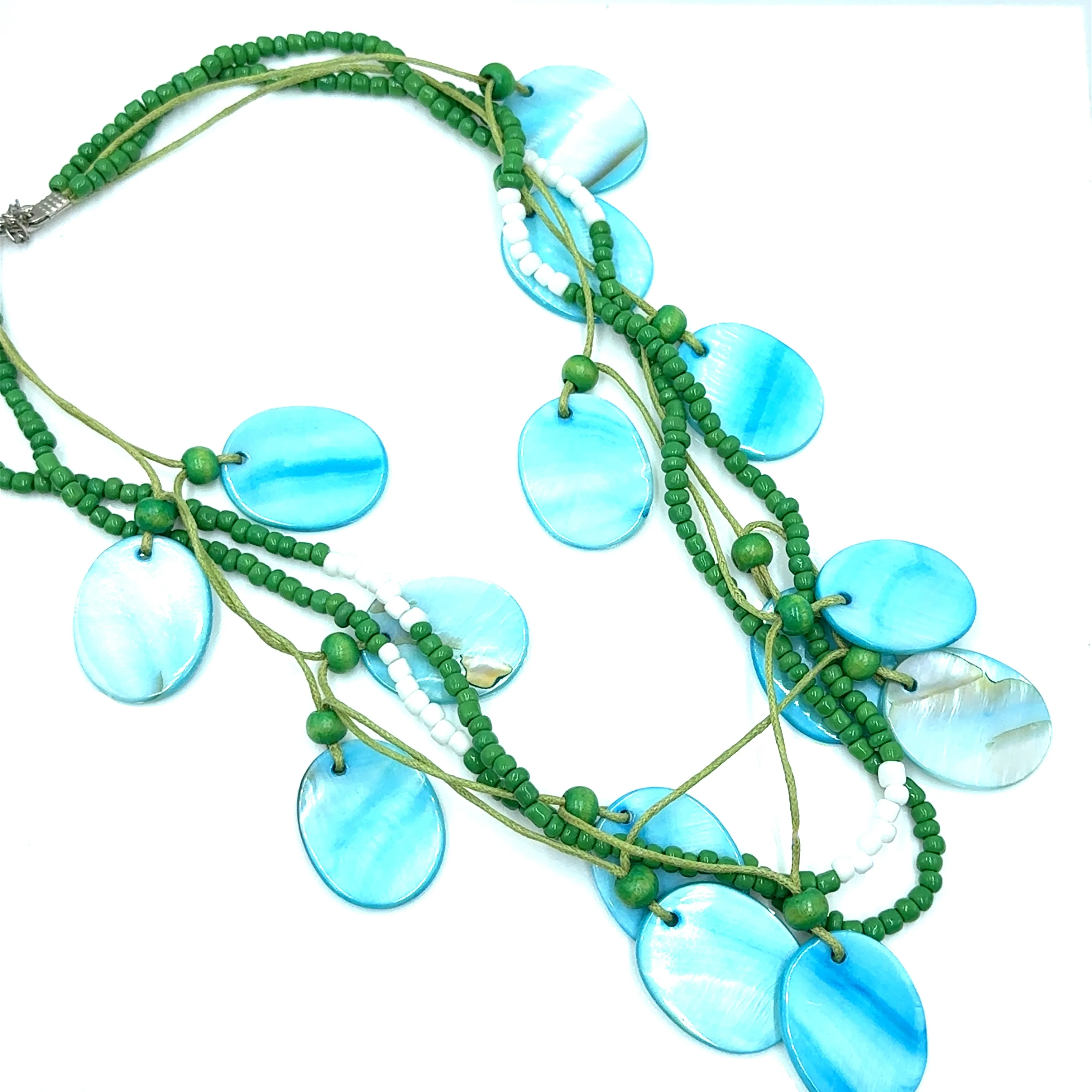 Oval Shell Beaded Multi Layer Necklace