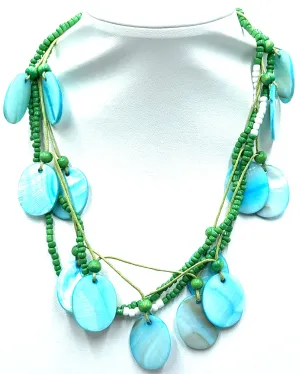 Oval Shell Beaded Multi Layer Necklace