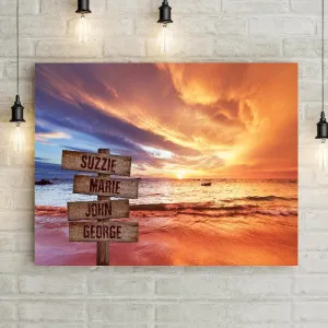 Personalized Beach Boat Sunset Premium Canvas