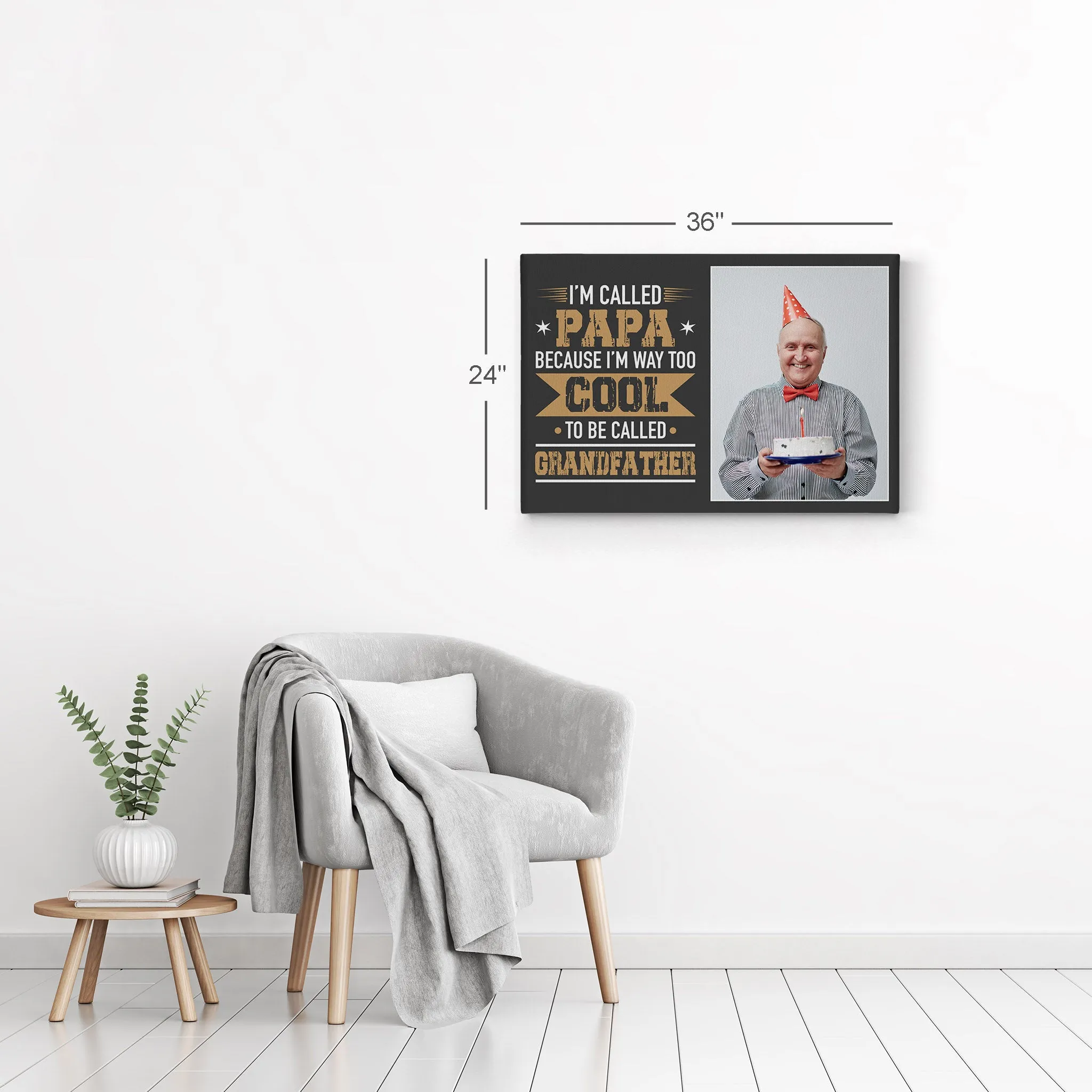 Personalized Father Gift Wall Art Custom Photo I'm Called Papa Because I'm Way too Cool Grandfather