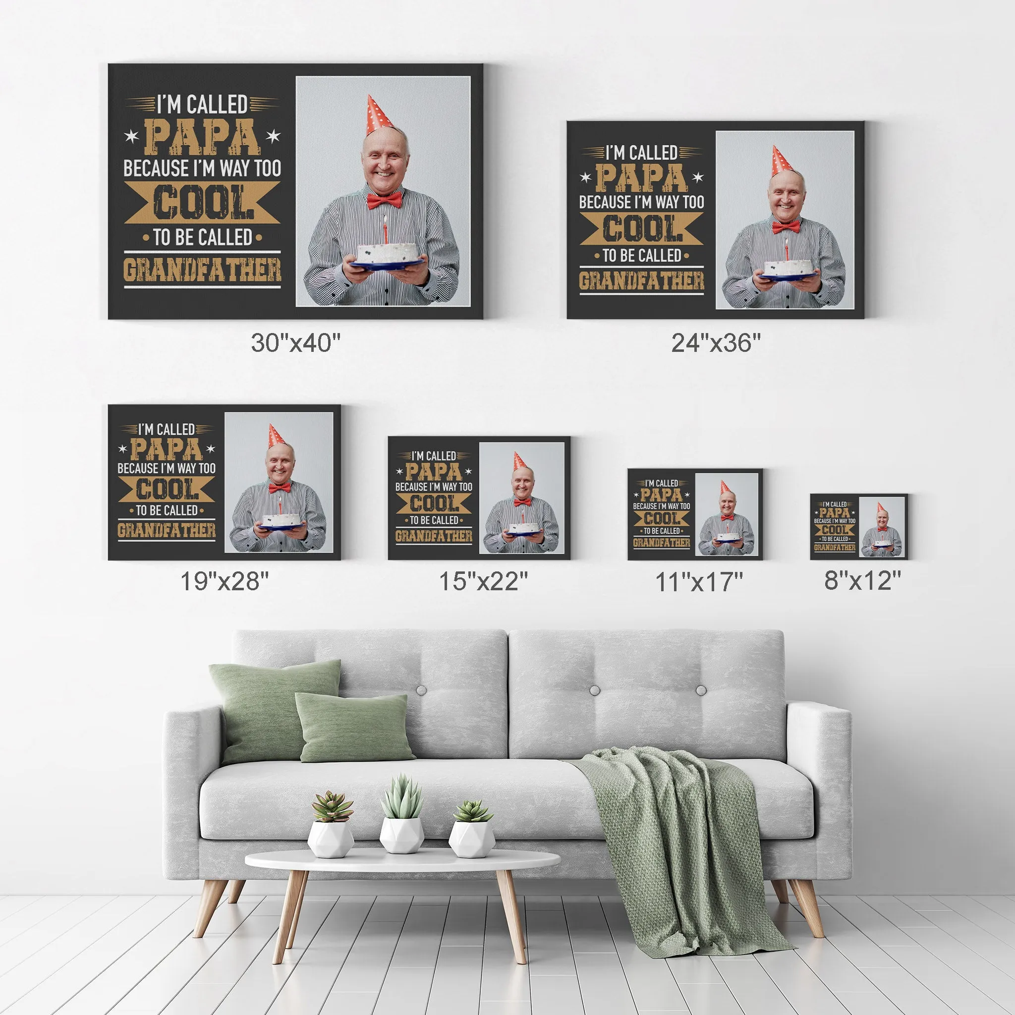 Personalized Father Gift Wall Art Custom Photo I'm Called Papa Because I'm Way too Cool Grandfather