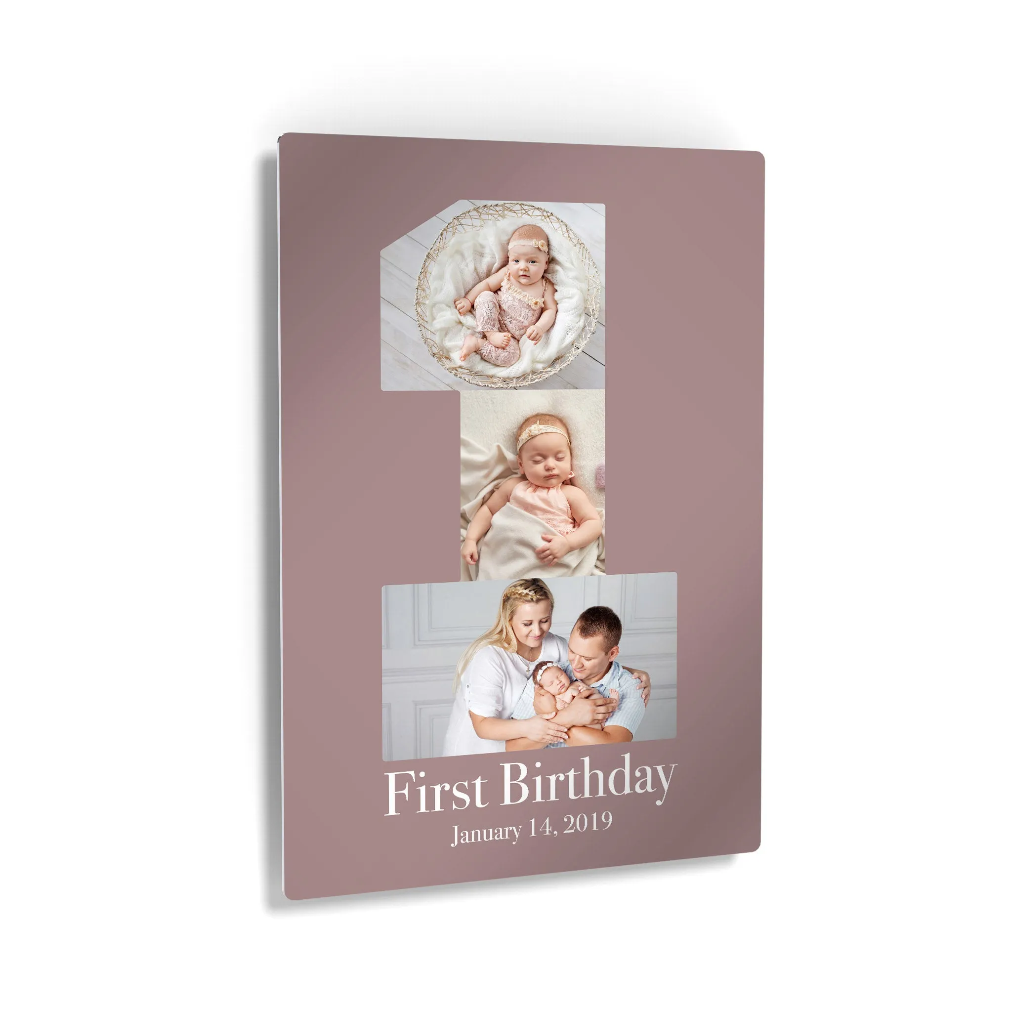 Personalized Gift Wall Art Custom Photo Collage Nursery First Birthday Custom Text and Date