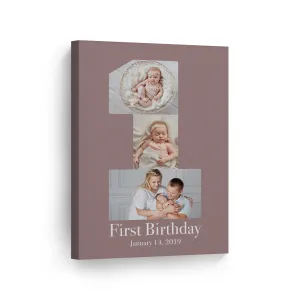 Personalized Gift Wall Art Custom Photo Collage Nursery First Birthday Custom Text and Date