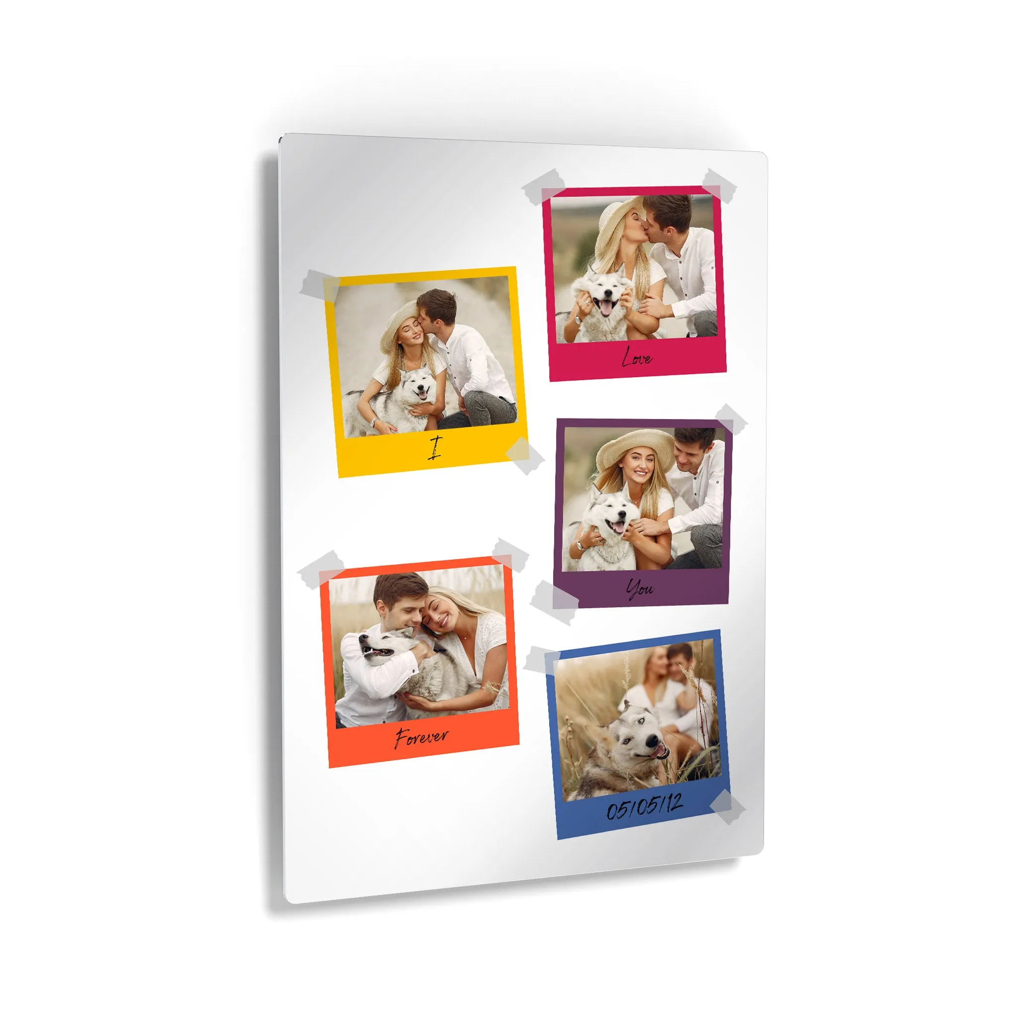 Personalized Gift Wall Art Custom Photo Collage with Colorful Polaroid Frames and Customized Text