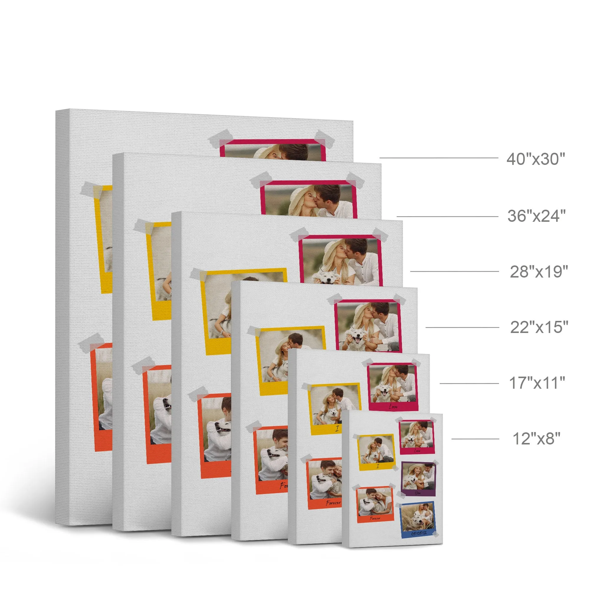 Personalized Gift Wall Art Custom Photo Collage with Colorful Polaroid Frames and Customized Text