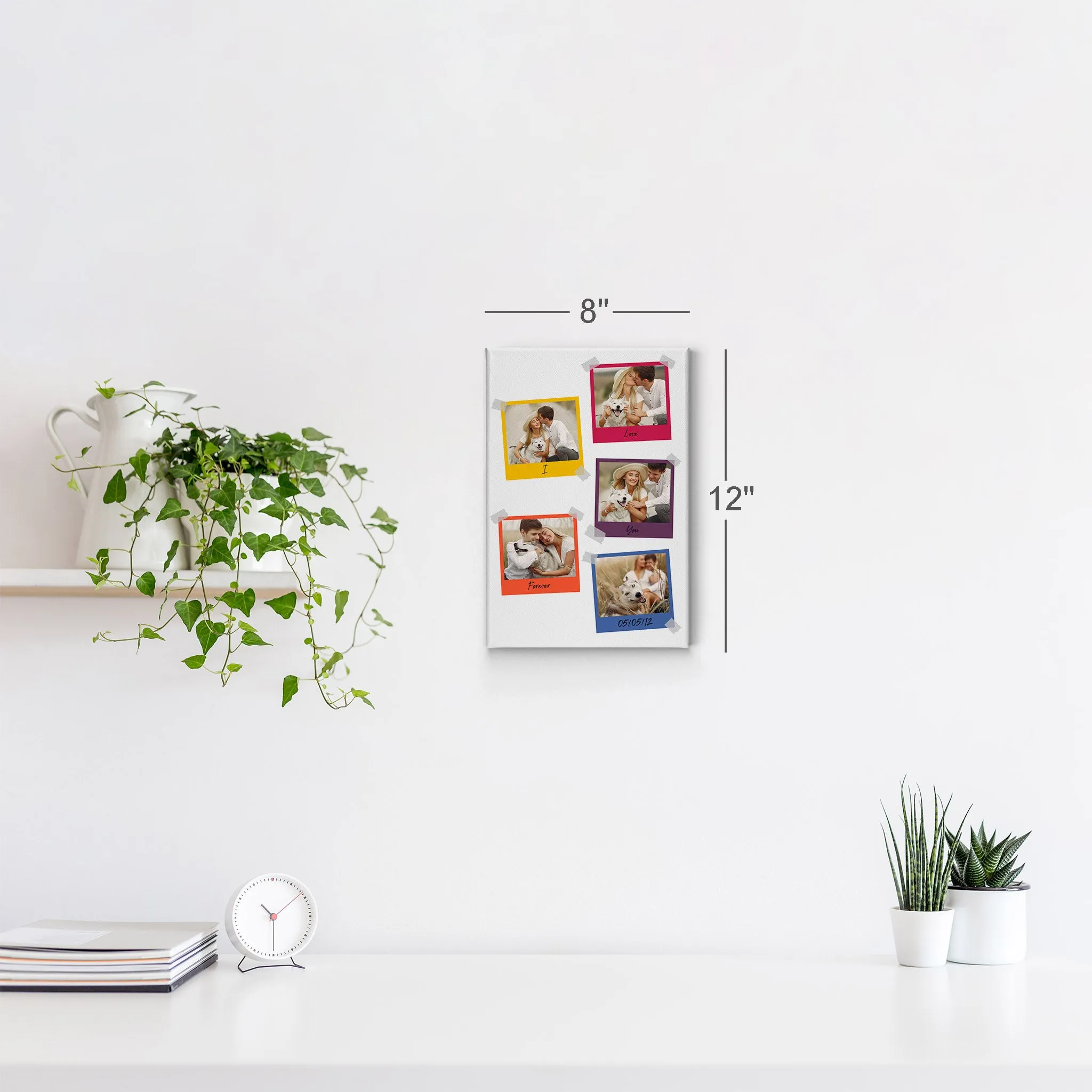 Personalized Gift Wall Art Custom Photo Collage with Colorful Polaroid Frames and Customized Text