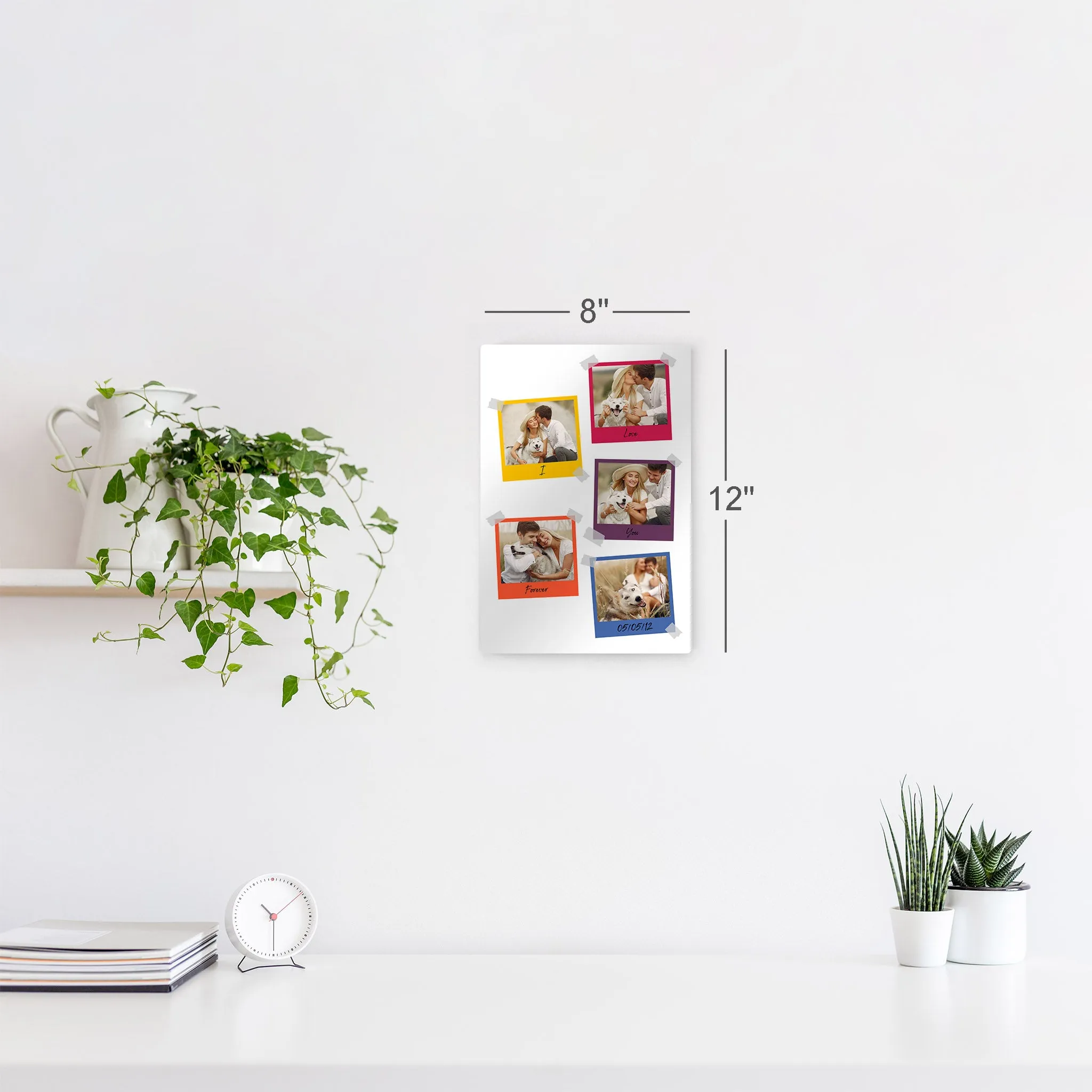 Personalized Gift Wall Art Custom Photo Collage with Colorful Polaroid Frames and Customized Text