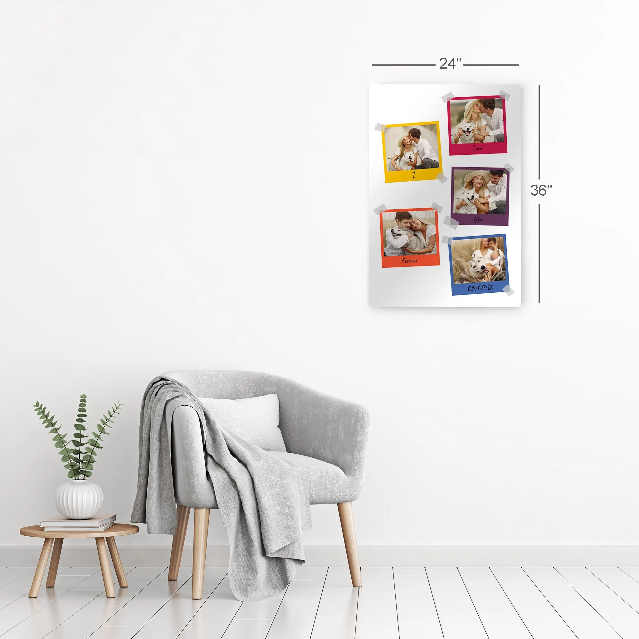 Personalized Gift Wall Art Custom Photo Collage with Colorful Polaroid Frames and Customized Text