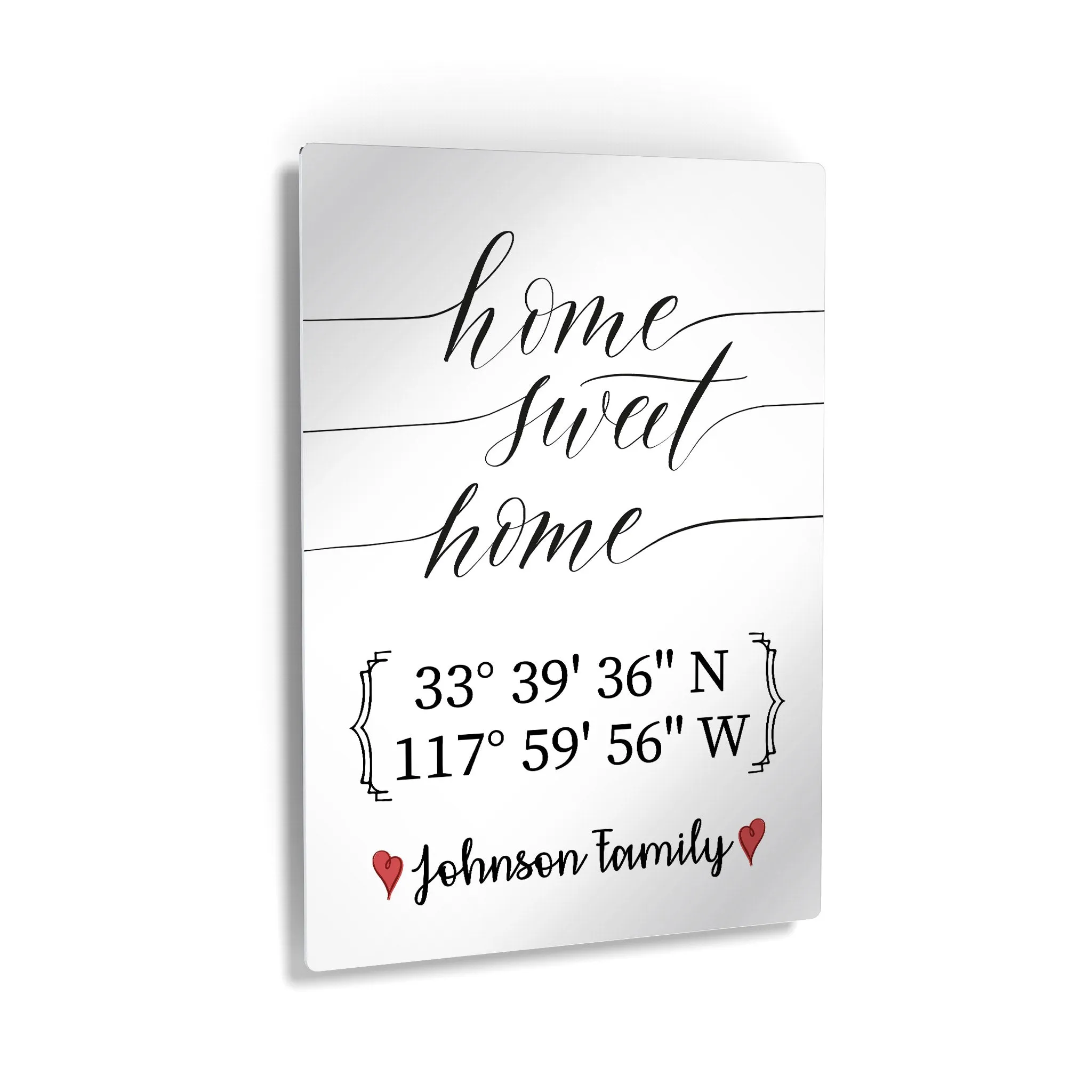 Personalized Gift Wall Art with Family Name and Coordinates Home Sweet Home Design