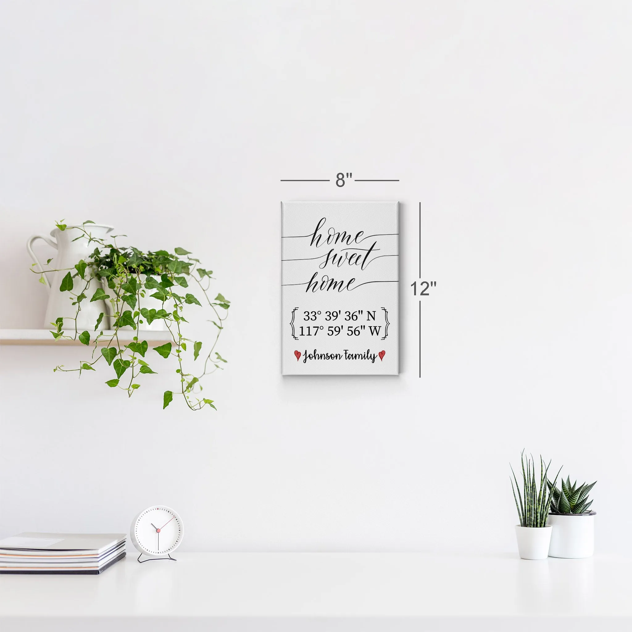 Personalized Gift Wall Art with Family Name and Coordinates Home Sweet Home Design